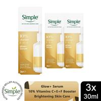 Simple Glow+ Serum 10% Vitamins C+E+F Booster Brightening Skin Care 30ml, 3 Pack