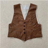 Vintage Suede Waistcoat Womes 8 UK Small Brown Animal Print Real Leather Vest - 8 Regular