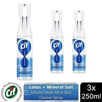 Cif Infinite Clean All in One Cleaner Spray Lotus & Mineral Salt, 3 Pk of 250ml