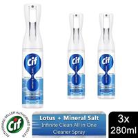 Cif Infinite Clean All in One Cleaner Spray Lotus & Mineral Salt, 3Pk of 280ml
