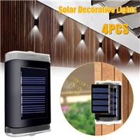 4 PCS SUPER BRIGHT SOLAR POWERED DOOR FENCE WALL LIGHTS LED OUTDOOR GARDEN LAMP