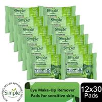 12x of 30 Pads Simple Kind to Skin Eye Make-Up Remover Pads with Pro-vitamin B5