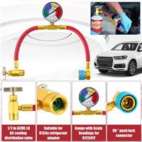 R1234YF Right Refrigerant Charging Pipe Recharge Hose With Gauge Adapter Car Air