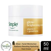 Simple Glow+ Facial Moisturiser Radiance Boosting Hydrating Face Cream, 50ml