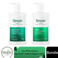 Simple Face Wash Bundle - Age Resist+ Facial Wash & Repair+ Cream Cleanser 240ml