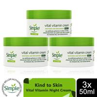 Simple Kind to Skin Vital Vitamin Night Cream for Sensitive Skin 50ml, 3 Pack