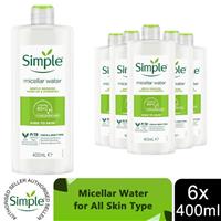 Simple Kind to Skin Make-Up Remover Micellar Cleansing Water 6 Pack, 400ml