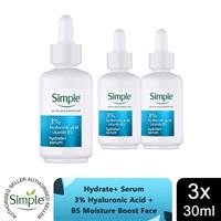 Simple Hydrate+ Serum 3% Hyaluronic Acid + B5 Moisture Boost 30ml, 3 Pack