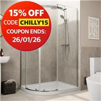 1200 x 800mm Offset Quadrant Shower Enclosure Frameless Raised Non Slip Tray LH