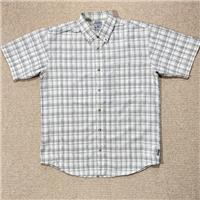 Columbia Titanium Shirt Mens XL Slim Fit White Grey Striped Omni Dry Button Up - XL Regular