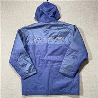 VINTAGE Nike Jacket Mens Medium Blue Grey Padded Parka Long Coat Spell Out 1990s - M Regular