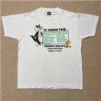 VINTAGE Looney Tunes T Shirt Mens XL White Single Stitch Sylvester Tweety Bird - XL Regular