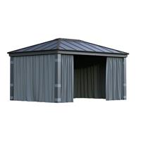 Gazebo Curtains Net Grey Outdoor Lightweight Pack of 4 (L)2120 (W)4400mm