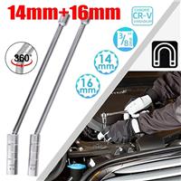 Long Magnetic Thin Wall Swivel Spark Plug Socket Removal Tool 14mm+16mm 3/8in
