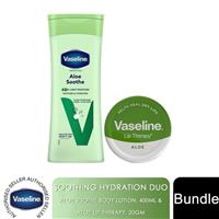 Vaseline Soothing Hydration Duo Aloe Body Lotion 400ml & Aloe Lip Therapy 20gm