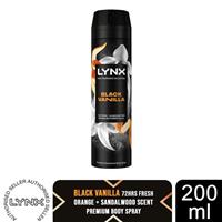 Lynx Fine Fragrance Black Vanilla Body Spray 200ml Mens Deodorant 72H Freshness