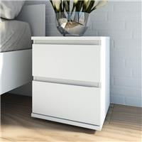 Bedside Table Nova Matt White 2 Drawer Bedroom Living Room Furniture Storage