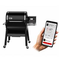 Smart Weber SmokeFire EX4 GBS Wood Fired Barbecue Grill Wheeled With Night Light