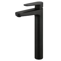 Bathroom Basin Tap Mono Mixer Single Lever Tall Matt Black Round Waste Modern