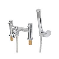 Swirl Bath Filler Tap Mixer With Hand Held Set Chrome Double Lever Bathroom