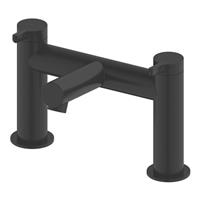 Swirl Bath Filler Mixer Tap Dual Lever Black Brass Deck Mounted Modern 192mm