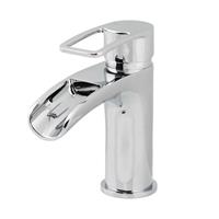 Basin Mixer Tap Waterfall Spout Modern Single Lever Brass Chrome Effect