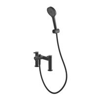 Swirl Bath Filler Tap Shower Mixer Black Dual Lever Round Head Modern Bathroom