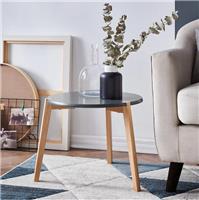 Side Table Round Dark Grey Natural Living Room Bedroom Modern (H)39cm (W)45cm