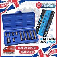 US PRO 11PC SPLINE SET SHORT & LONG BITS 3/8" DRIVE SOCKET M5 M6 M8 M10 M12 CASE