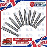 10PC SCREWDRIVER DRILL BITS CORDLESS POWER POZI PHILIPS SLOTTED MAGNETIC HOLDER