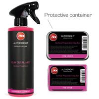 Clay Bar Kit Fine Grade 100g & Clay Lubricant 500ml Car Detailing Autobright USA