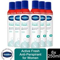 Vaseline ProDerma Anti Perspirant Deodorant For Women, Active Fresh, 6 Pk, 250ml