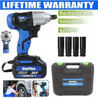 Cordless Impact Wrench 1/2" Impact Driver Ratchet Rattle Nut Gun 21V 6.0A Li-ion