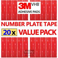 20 x NUMBER PLATE STICKY PADS 3M Double Sided Number Plate Tape Fixings