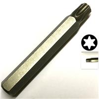 T50 TORX BIT, Hardened, 75mm long, 10mm Hex Drive , Tx, No Security Hole