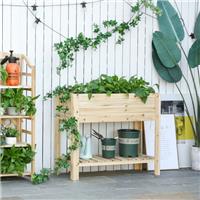 Wooden Raised Garden Bed Outdoor Plant Stand Box with Clapboard 100 x 40 x 84cm