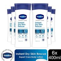 6x 400ml Vaseline Expert Care Instant Dry Skin Rescue Body Lotion For Dry Skin