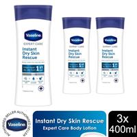 3x 400ml Vaseline Expert Care Instant Dry Skin Rescue Body Lotion For Dry Skin