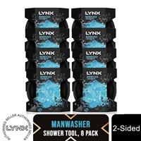 Lynx Manwasher 2-Sided Shower Tool For A Better Clean & Smell Ready, 8 Pack