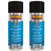 Hycote Colour Fast Drying Aerosol Spray Paint Satin Black 400ml x2