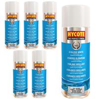 Hycote Colour Spray Paint XUK032 Gloss White 400ml x 6