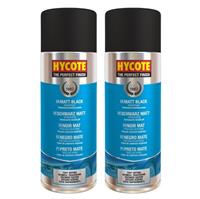 Hycote Colour Spray Paint XUK027 Matt Black 400ml x 2