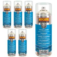 Hycote Colour Clear Lacquer Aerosol Spray Paint High Gloss Fast Drying 400ml x6