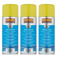 3x Hycote Yellow Fast Drying Aerosol Spray Paint 400ml XUK480 Car Metal Plastic