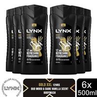 Lynx Gold 12H Refreshing Fragrance Shower Gel Bodywash, 6x 500ml