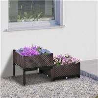 2-Piece Raised Garden Bed Planter Box Flower Vegetables Planting Container