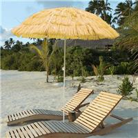 160CM Garden Hawaiian Parasol Tilt Mechanism Height Extendable Umbrella Beige