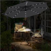 3M Garden LED Banana Parasol Sun Shade Patio Hanging Umbrella Cantilever Black