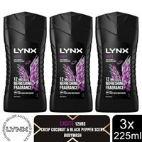 Lynx Excite 12-H Refreshing Fragrance Shower Gel Body Wash for Men, 3x225ml
