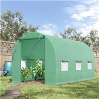Walk-in Polytunnel Greenhouse w/ Roll-Up Door & Six Side Windows, 4.5 x 2 x 2m